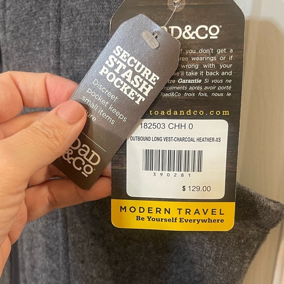 Toad & Co Arriva long vest wool blend gray zip front new with tags XS - Picture 8 of 12